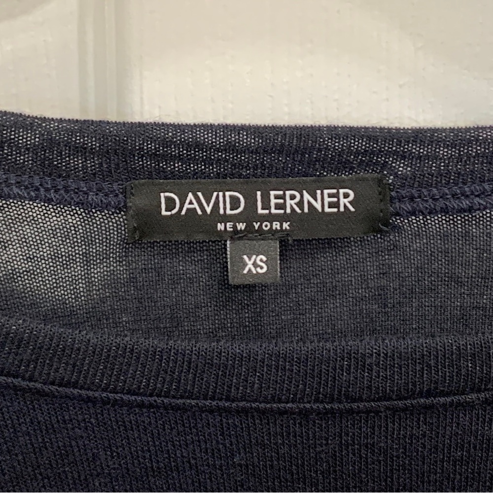 David Lerner long sleeve cropped navy top